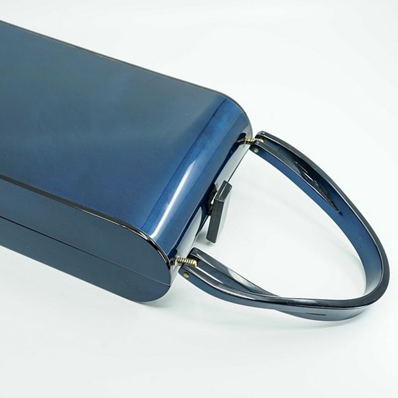 1950s WILARDY Vintage Navy Lucite Bar Clasp Purse - Picture 16 of 16